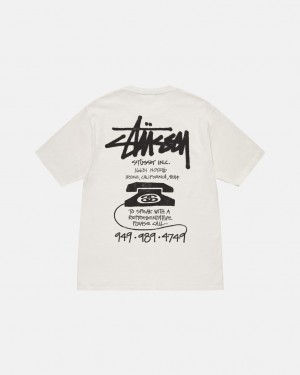 Beige Men's Stussy Old Phone Tee Pigment Dyed Tees Bangkok | Thailand MTJ-5762