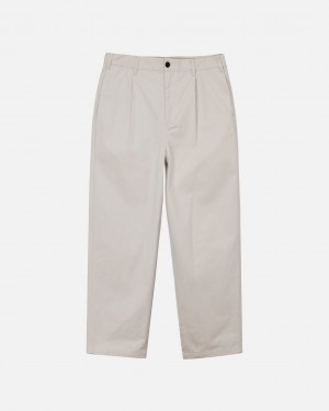 Beige Women's Stussy Twill Volume Pleated Trouser Pants Bangkok | Thailand ITJ-0276