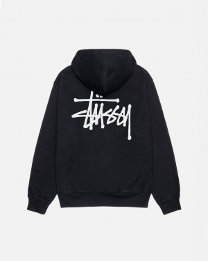 Black Men's Stussy Basic Stüssy Pigment Dyed Hoodie Bangkok | Thailand JSK-9086