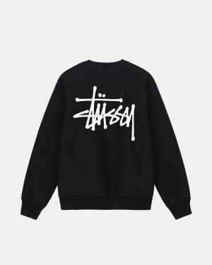 Black Men's Stussy Basic Stussy Crew Sweatshirts Bangkok | Thailand SNB-7059