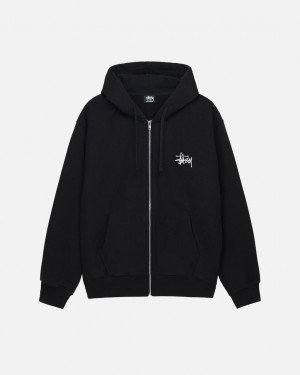 Black Men's Stussy Basic Stussy Zip Hoodie Bangkok | Thailand MRB-1265