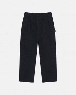 Black Men's Stussy Beach Pant Brushed Cotton Pants Bangkok | Thailand ALR-8685