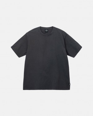 Black Men's Stussy Pigment Dyed Crew Tees Bangkok | Thailand FMV-2992