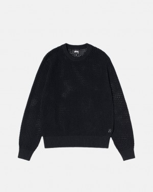 Black Men's Stussy Pigment Dyed Loose Gauge Knit Sweaters Bangkok | Thailand CRH-4497