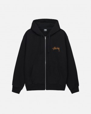 Black Men's Stussy Skate Tough Zip Hoodie Bangkok | Thailand VZP-0704