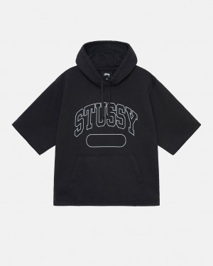 Black Men's Stussy Ss Boxy Cropped Hoodie Bangkok | Thailand GFU-6898