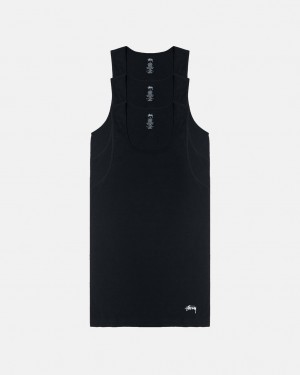 Black Men's Stussy Stussy Tank Undershirt Shirts Bangkok | Thailand SYY-1074