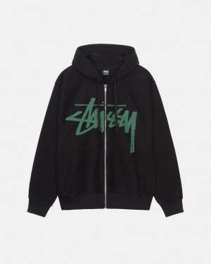 Black Men's Stussy Venus Zip Hood Sweatshirts Bangkok | Thailand DSO-2691