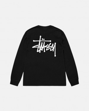 Black Women's Stussy Basic Stüssy Pigment Dyed Ls Tees Bangkok | Thailand MHI-7470