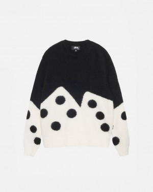 Black Women's Stussy Dice Fuzzy Crew Sweaters Bangkok | Thailand QFZ-6774