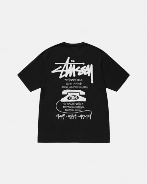 Black Women's Stussy Old Phone Tee Pigment Dyed Tees Bangkok | Thailand MLE-4938