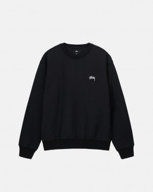 Black Women's Stussy Stock Logo Crew Sweatshirts Bangkok | Thailand YMA-6218