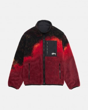 Black / Red Men's Stussy Sherpa Reversible Jackets Bangkok | Thailand KYQ-6030