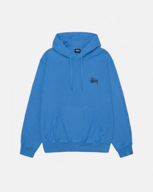 Blue Men's Stussy Basic Stussy Hoodie Pigment Dyed Hoodie Bangkok | Thailand TGK-0268