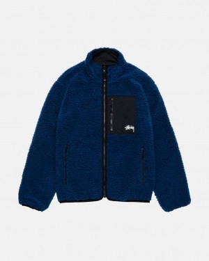 Blue Men's Stussy Sherpa Reversible Jackets Bangkok | Thailand LOE-9243