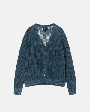 Blue Women's Stussy Loose Gauge Cardigan Sweaters Bangkok | Thailand WEX-3679