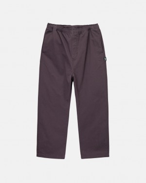 Burgundy Men's Stussy Brushed Beach Pants Bangkok | Thailand BPH-4797