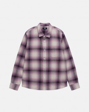 Burgundy Women's Stussy Bay Plaid Shirts Bangkok | Thailand CJE-8521