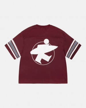 Burgundy Women's Stussy Surfman Mesh Football Jersey Tops Bangkok | Thailand LQQ-1693