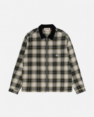 Dark Grey Men's Stussy Frank Plaid Zip Shirts Bangkok | Thailand RTL-2666