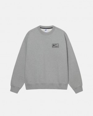 Dark Grey Men's Stussy Fleece Crew Sweatshirts Bangkok | Thailand UBA-9409