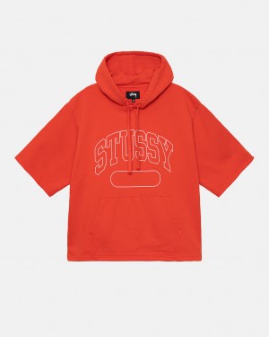 Deep Orange Men's Stussy Ss Boxy Cropped Hoodie Bangkok | Thailand QVE-8992