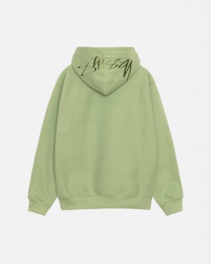 Green Men's Stussy Back Hood Applique Hood Sweatshirts Bangkok | Thailand NNP-1946