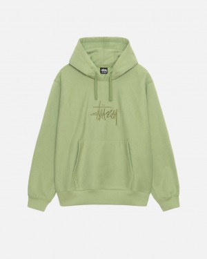 Green Men's Stussy Basic Applique Hood Sweatshirts Bangkok | Thailand YKQ-3591