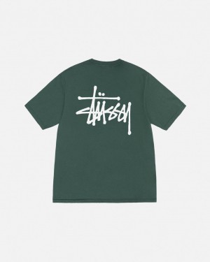 Green Men's Stussy Basic Stussy Tee Pigment Dyed Tees Bangkok | Thailand JFS-2856