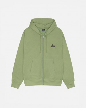 Green Men's Stussy Basic Stussy Zip Hood Sweatshirts Bangkok | Thailand HQM-0268