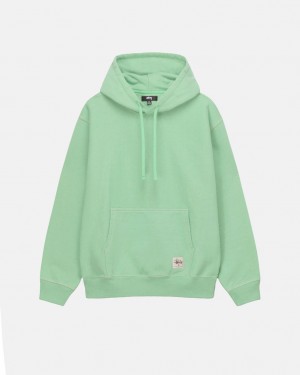 Green Men's Stussy Contrast Stitch Label Hood Sweatshirts Bangkok | Thailand GUF-6940