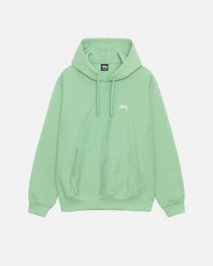 Green Men's Stussy Stock Logo Hood Sweatshirts Bangkok | Thailand TQV-5191