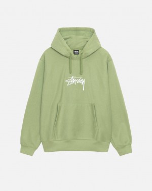 Green Women's Stussy Stock Logo Applique Hood Sweatshirts Bangkok | Thailand TFF-9670