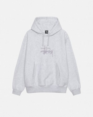 Grey Men's Stussy Basic Applique Hoodie Bangkok | Thailand EWN-4126