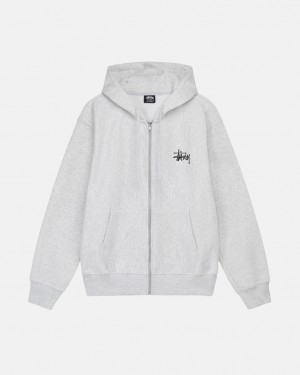 Grey Men's Stussy Basic Stussy Zip Hoodie Bangkok | Thailand ALW-8024