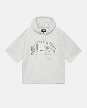 Grey Men's Stussy Ss Boxy Cropped Hoodie Bangkok | Thailand XMY-1407