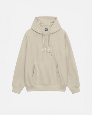 Khaki Men's Stussy Basic Applique Hood Sweatshirts Bangkok | Thailand WUV-0021