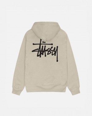 Khaki Men's Stussy Basic Stussy Hood Sweatshirts Bangkok | Thailand XMH-1962