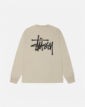 Khaki Men's Stussy Basic Stussy Ls Tees Bangkok | Thailand WPW-0185