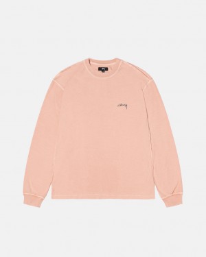 Light Pink Men's Stussy Lazy Ls Tees Bangkok | Thailand KAB-4770