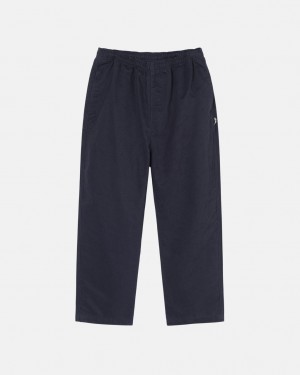 Navy Men's Stussy Beach Pant Brushed Cotton Pants Bangkok | Thailand DFC-5970