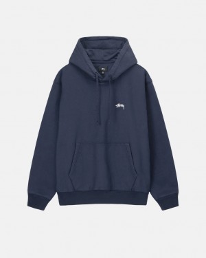 Navy Men's Stussy Overdyed Stock Logo Hoodie Bangkok | Thailand HPD-5896