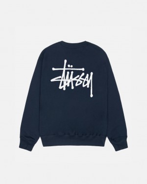 Navy Women's Stussy Basic Stussy Crew Sweatshirts Bangkok | Thailand YKF-6216