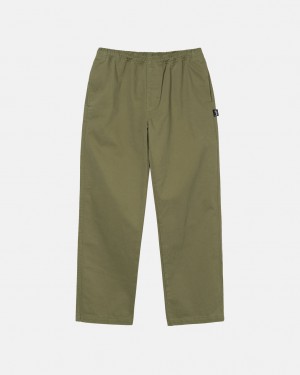 Olive Men's Stussy Beach Pant Brushed Cotton Pants Bangkok | Thailand JUH-9305