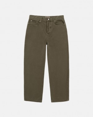 Olive Men's Stussy Big Ol' Jean Washed Canvas Pants Bangkok | Thailand MEE-0157