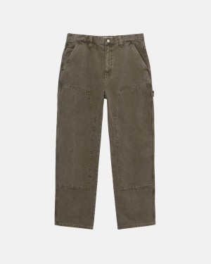 Olive Men's Stussy Work Pant Canvas Pants Bangkok | Thailand USL-7495