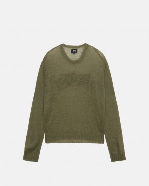 Olive Women's Stussy Loose Knit Sweaters Bangkok | Thailand RCL-4524