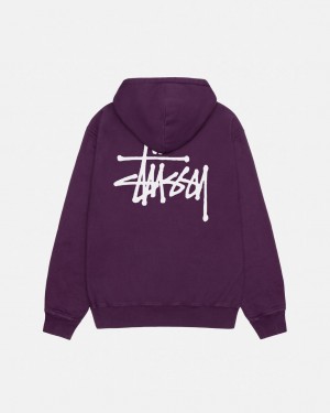 Purple Men's Stussy Basic Stussy Hoodie Pigment Dyed Hoodie Bangkok | Thailand HUV-8104