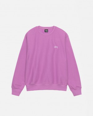 Purple Men's Stussy Stock Logo Crew Sweatshirts Bangkok | Thailand VYM-1089