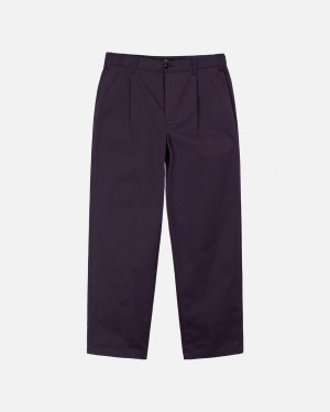 Purple Men's Stussy Twill Volume Pleated Trouser Pants Bangkok | Thailand YKU-6239